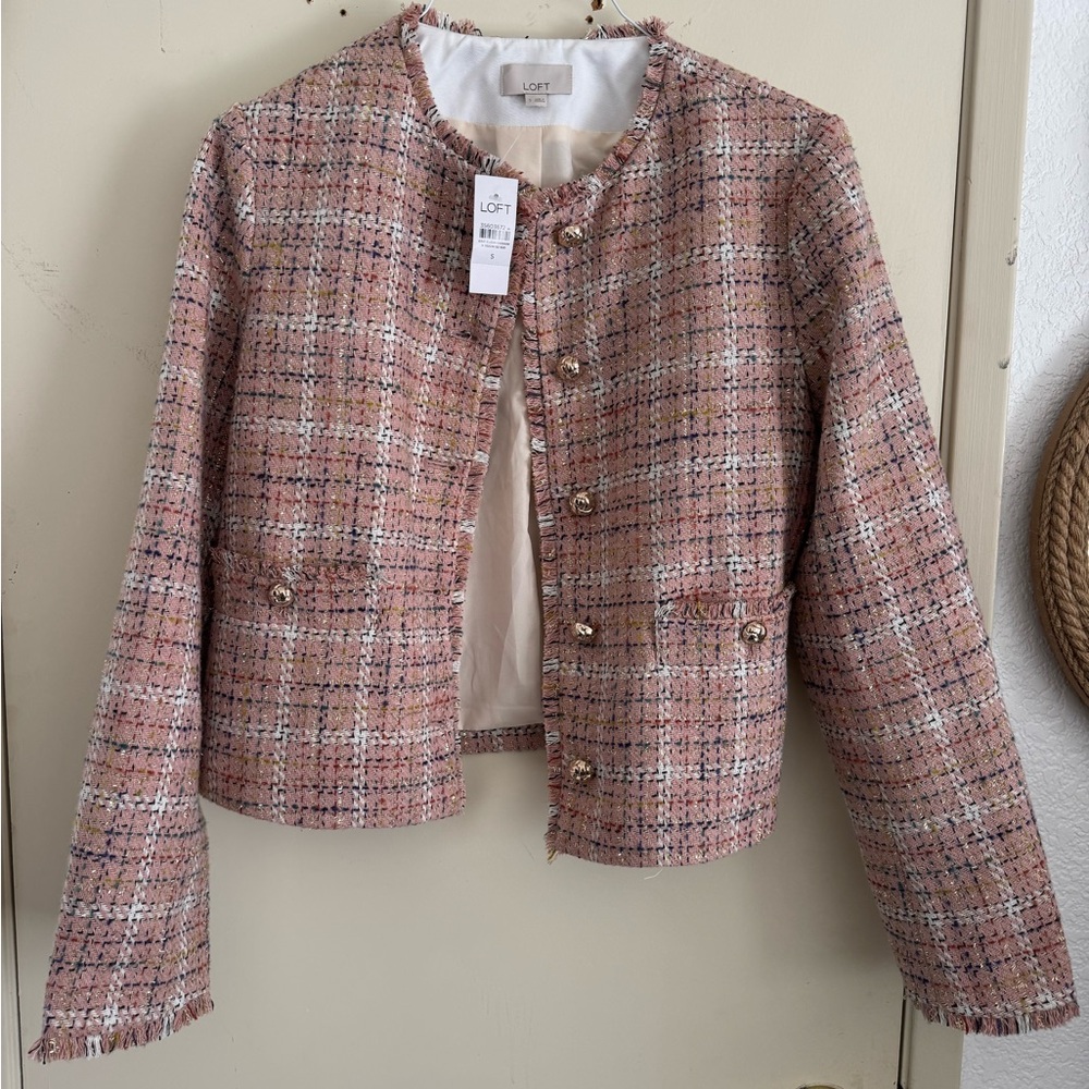 LOFT Women's Pink Tweed Blazer